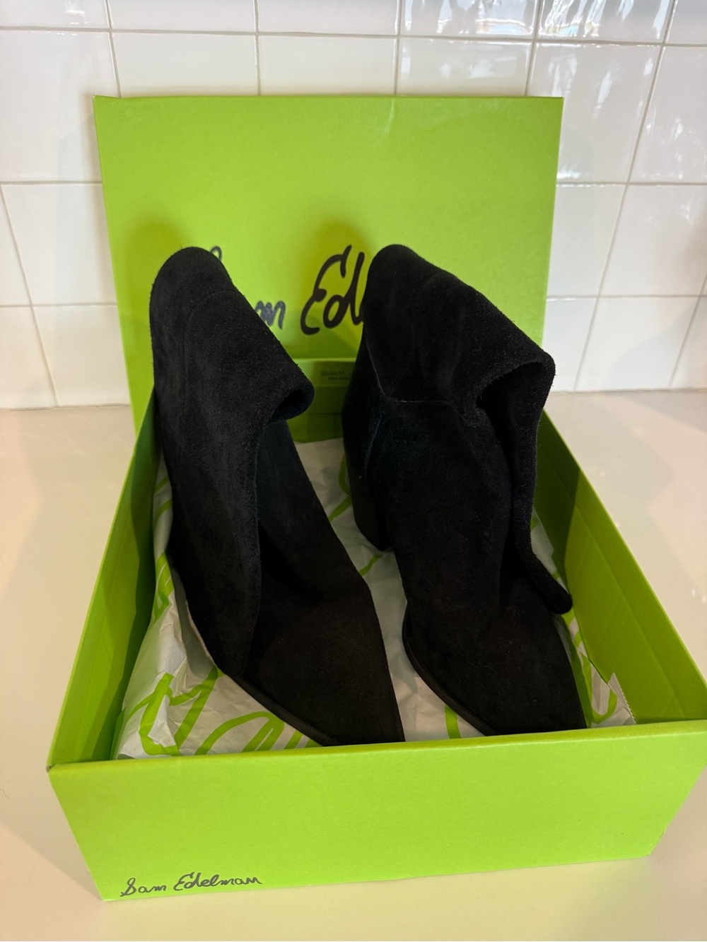 Sam Edelman Leahla Black Suede Knee High Boots Pointed Toe Size 9.5